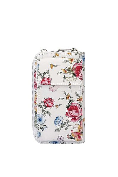 SOFILINE Portofel și husă de telefon din piele naturală 8971 07 Alb cu imprimeu floral