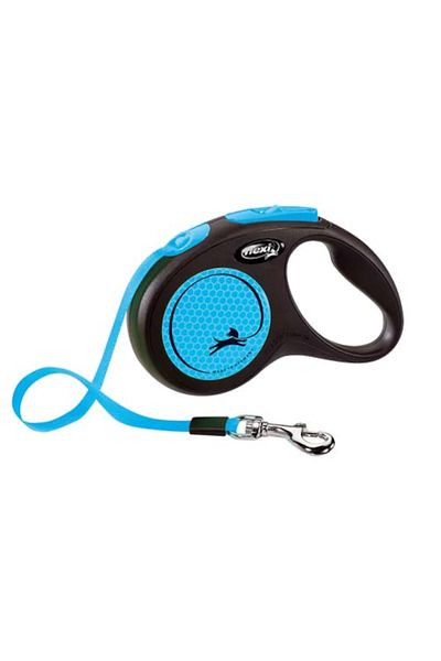 Flexi Lesa retractabila New Neon, 5 m, 25 kg, Plastic, marimea M, Albastru