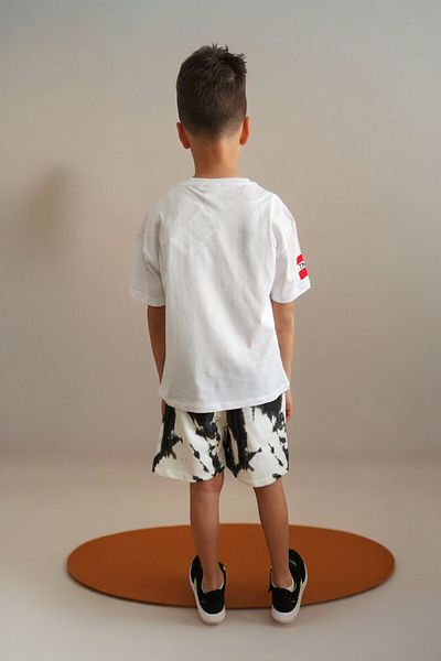 EYLÜL EZGİ BUTİK Boys Printed Summer T-Shirt Shorts Two-Piece Set