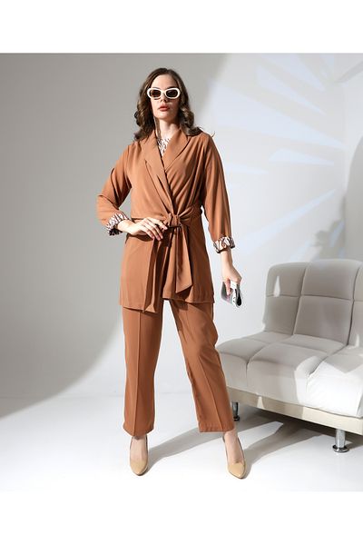 Fi'l Arz Fashion Double Breasted Tie Jacket Suit
