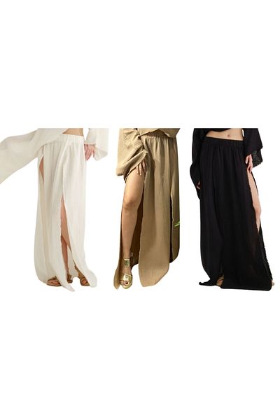 MODAGK Bohemian Raw Linen Women's Skirt