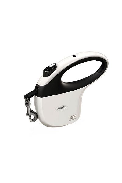 Flexi Lesa One for all cu banda, 5m, pana la 30 kg, alb/negru