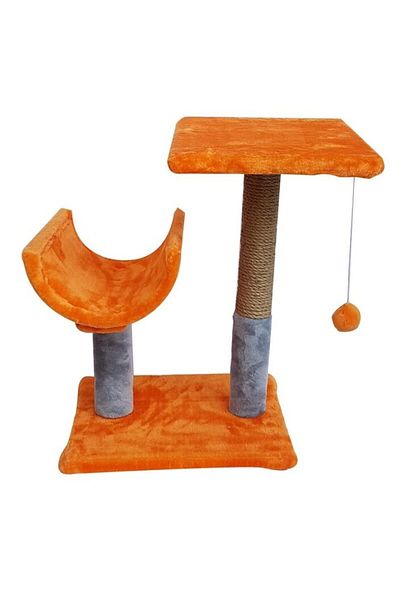 Agility Cat play set, shelf type with tassels and semi-tunnel, orange
