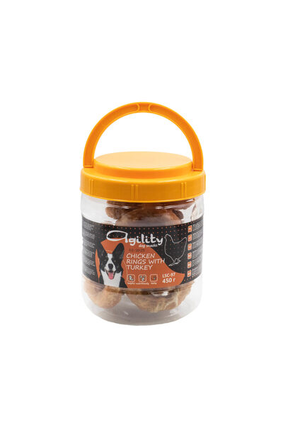 Agility Recompense pentru caini Agility, piele bruta de curcan 7cm, 500g