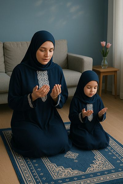 Defkay Mother Daughter Self Headscarf Prayer Dress Suit