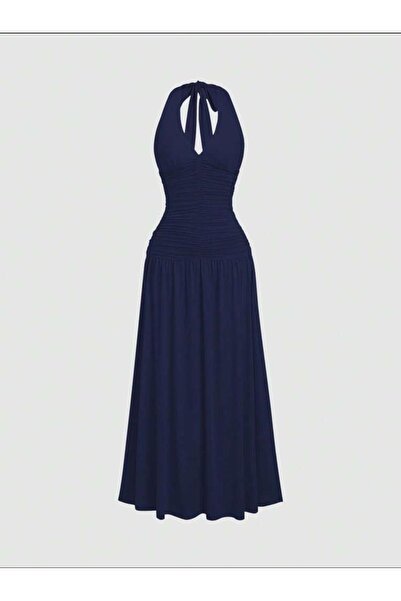 Dressco Kendall - Boyundan Bağlamalı Drapeli Maxi Elbise