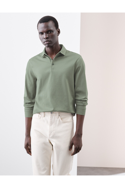Marks & Spencer Saf Pamuklu Supima® Uzun Kol Polo T-Shirt