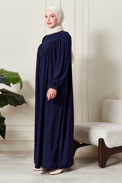 fistan Yuvarlak Roba Tesettür Elbise Medine İpeği Namaz Elbisesi Modern Ve Şık Model