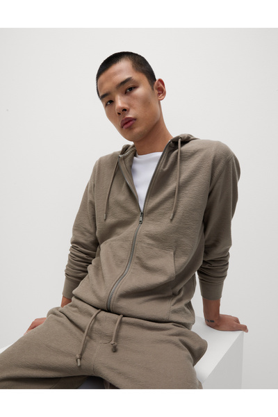 Marks & Spencer Saf Pamuklu Fermuarlı Sweatshirt