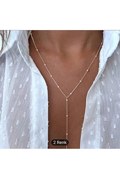 MutluBiDünya Gümüş Renk Çelik Y Kolye