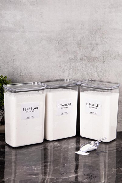 Minya Home مجموعة من 3 عبوات منظف مع مقياس هدية، حاوية تخزين ملونة باللون الأ...