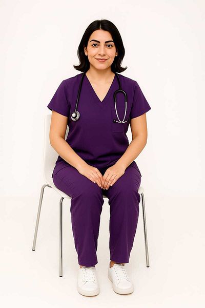 PIQUE Lycra violet unisex cu mâneci liliac pentru asistentă și medic
