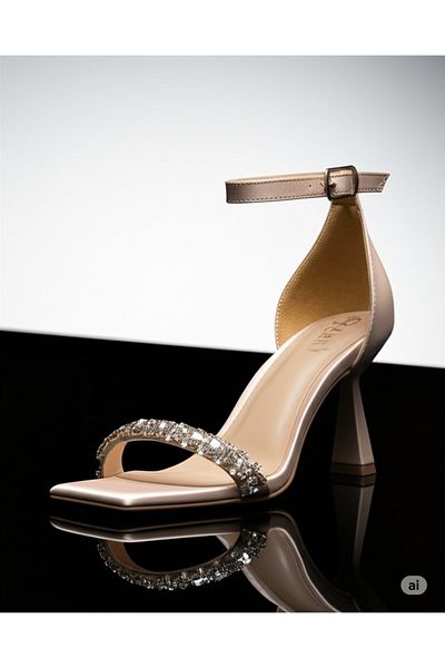 leopar by çetinay Diamond Stone Detailed Satin Heeled Women's Shoes – Stylish Design Suitable for Night & Invitation Combinations