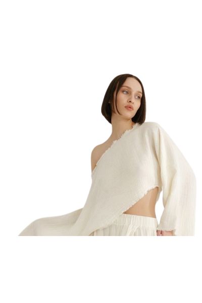 MODAGK Bohemian Raw Linen Women's Blouse
