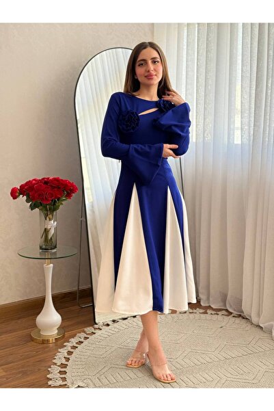 leevan fashion فستان ميدي كريب بكسرات