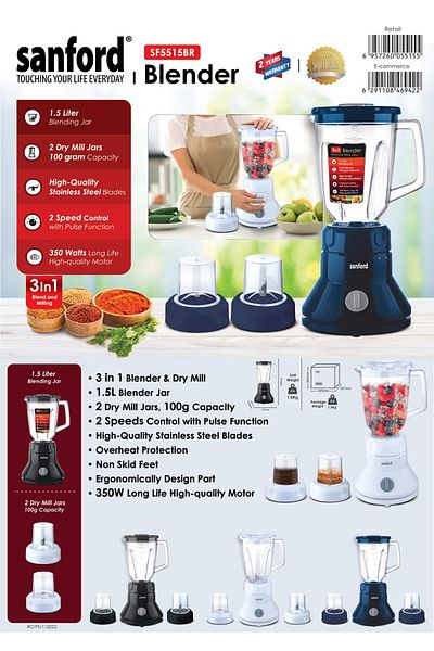 Sanford Sanford SF5515BR Blender - 3 in 1, 1.5L