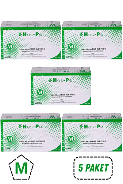 Has-Pet Haspet Vinil Pudrasız Eldiven Medium 5 Kutu