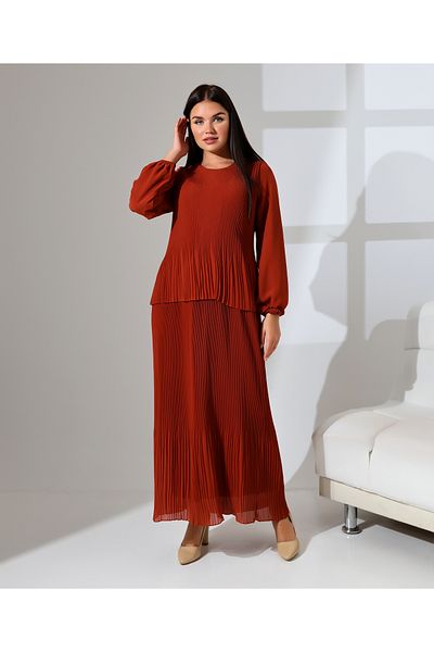 Fi'l Arz Fashion Long Battery Dress with Skirt Look