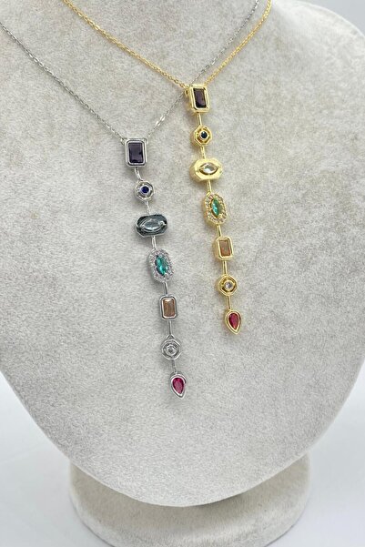 MODAMAYS الصلب اللون حجر Y قلادة