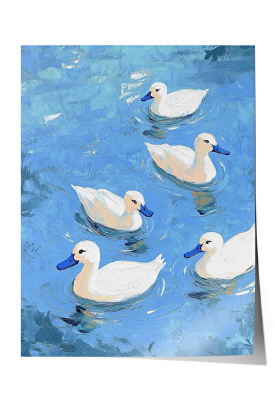 Zestia Poster fără ramă, Rațe albe, ape albastre, Poster în stil pastoral Nr....