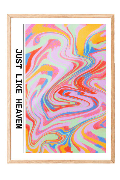 Zestia Tablou cu ramă din lemn, text „Just Like Heaven”, poster cu model de v...