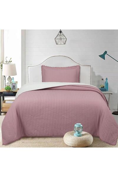 Bikaya Home Ponponlu Tek Kişilik 2 Parça Yatak Örtüsü Seti - 180x240 cm
