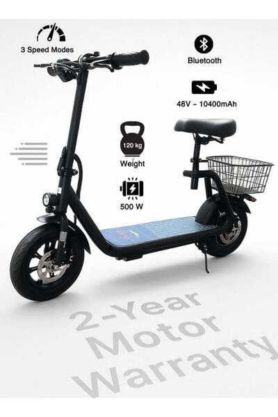 denix سكوتر كهربائي بمقعد | قابل للطي | ٤٨ فولت | محرك ٥٠٠ واط | مصابيح أمامي...