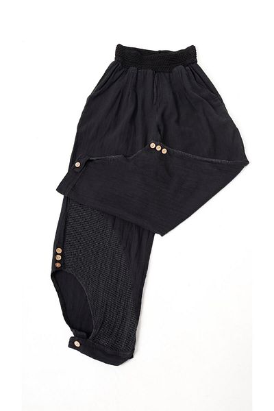 shE tekstil Leg Mesh Linen Shalwar Black