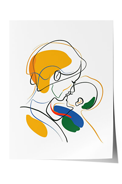 Zestia Plakat bez okvira, Majka i dete, Minimalistički stil linija, Apstraktn...