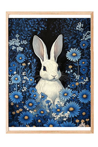 Zestia Εικόνα με ξύλινο πλαίσιο, Κουνέλι ανάμεικτο με μαργαρίτες, Αφίσα σε στ...