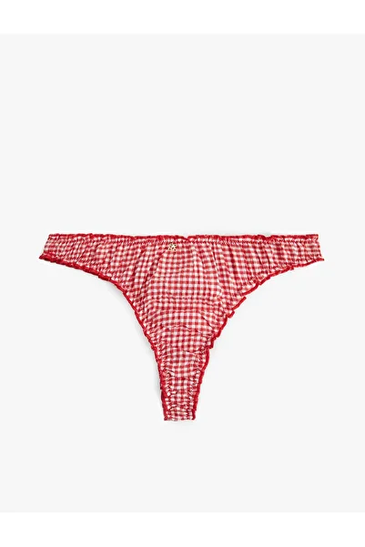 Koton Cherry Accessory Detailed Ruffled Gingham String Panties