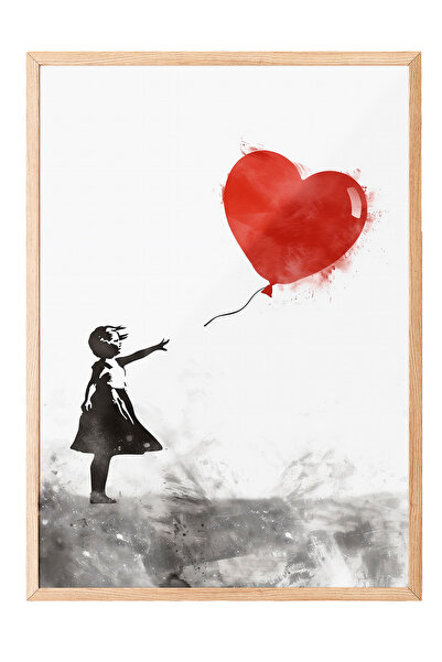 Zestia Slika u drvenom okviru, Devojka sa crvenim balonom, poster u Banksy st...
