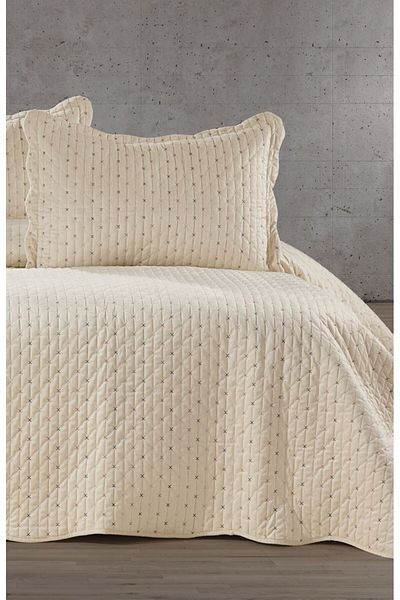 Bikaya Home Colorful Embroidered Double Velvet Bedspread Set - 250X260 cm