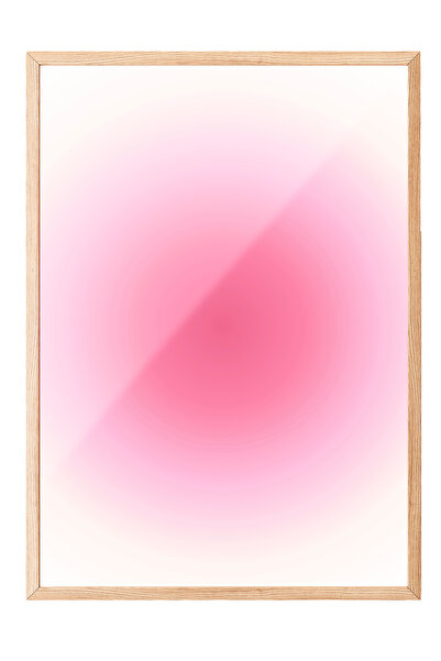 Zestia Tablou cu ramă din lemn, fundal cu gradient roz, poster abstract cu tr...