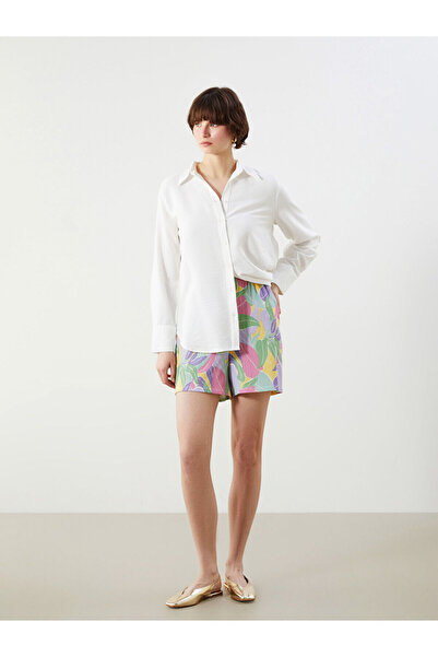 LC Waikiki Özmarka Νέα Σεζόν Γυναικεία Σορτς με Ελαστική Μέση και Φλοράλ Σχέδιο