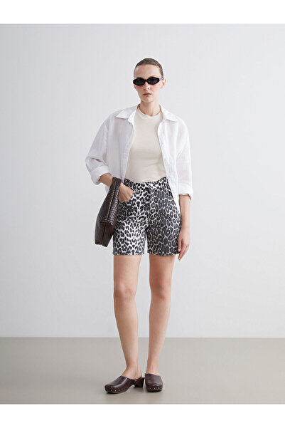 LC Waikiki Vizyon New Season Leopard Patterned Women's Jean Shorts