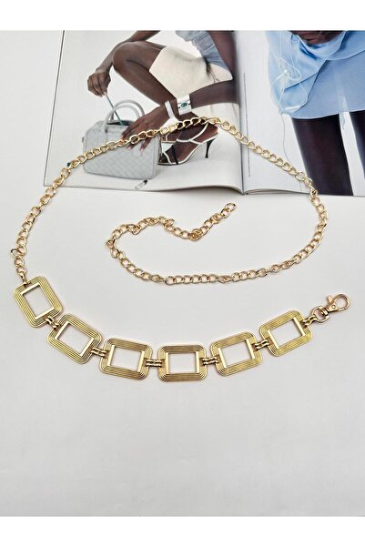 Desre Moda Curea cu lanț de aur cu model pătrat Curea pentru femei Curea pentru rochie Curea pentru cămașă Curea pentru haină