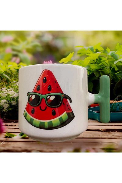GameFruy Watermelon with Glasses Double Sided Printed Mug - Ceramic Tea, Coffee Gift Cup