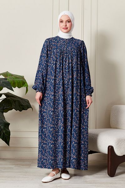 fistan Floral Print Round Robe Mother Hijab Dress