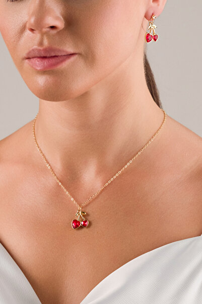 MRK Kadın Kalpli Kolye ve Küpe Set