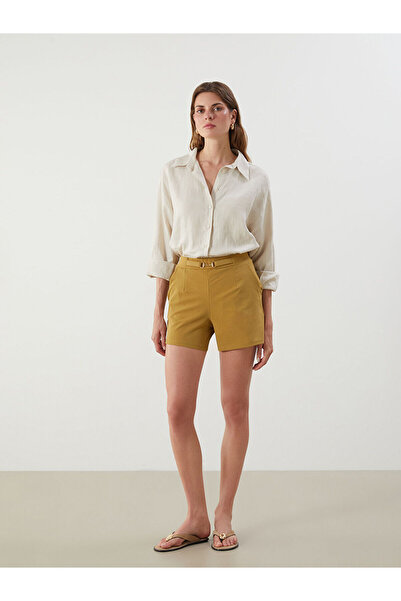 LC Waikiki Özmarka Νέα Σεζόν Γυναικείο Σορτς με Ζώνη στη Μέση και Πιέτες