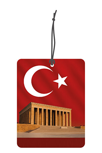 ByMeyla Türk Bayrağı ve Anıtkabir Görselli Çift Yönlü Dekoratif Oto Kokusu ve...