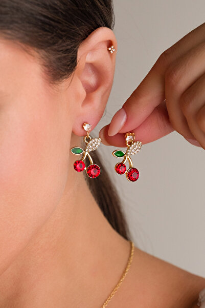 MRK Kadın Kiraz Kolye ve Küpe Set