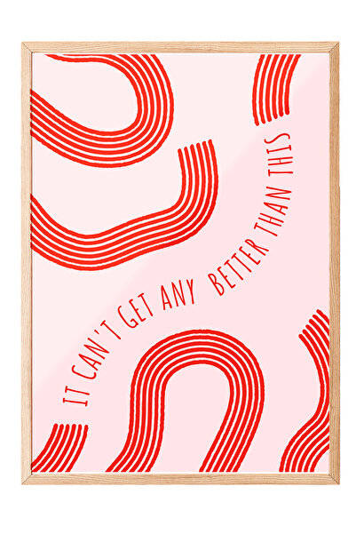 Zestia Tablou cu ramă din lemn, model abstract roșu, poster tipografic cu des...