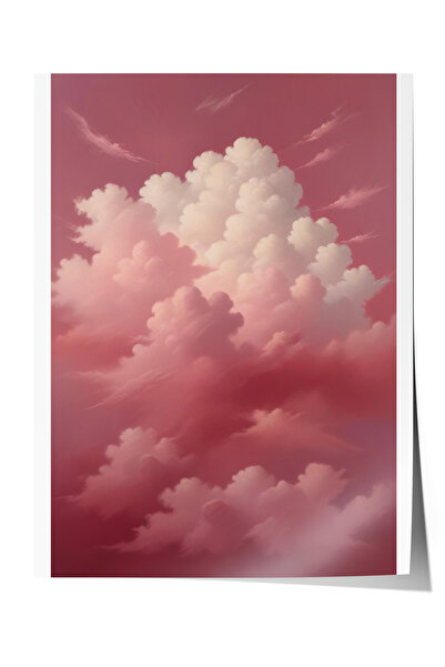 Zestia Poster fără ramă, Nori roz, Ilustrație digitală a cerului Poster nr.: ...