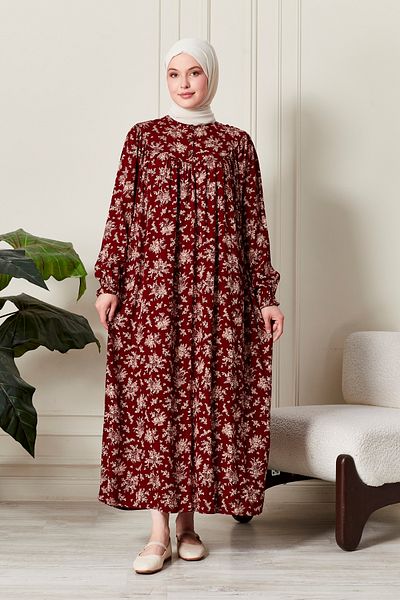 fistan Floral Print Round Robe Mother Hijab Dress