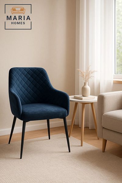 POWEREX Modern Velvet Armchair with Diamond Stitch – Single Upholstered Chair for Living or Dining Room