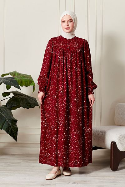 fistan Floral Print Round Robe Mother Hijab Dress