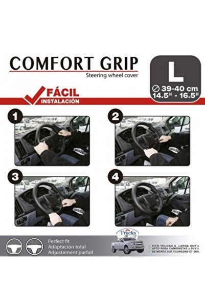 CARPLUS CLEANİNG Κάλυμμα τιμονιού Comfort Grip, μαύρο, λευκές ραφές, μέγεθος L 39-40 cm