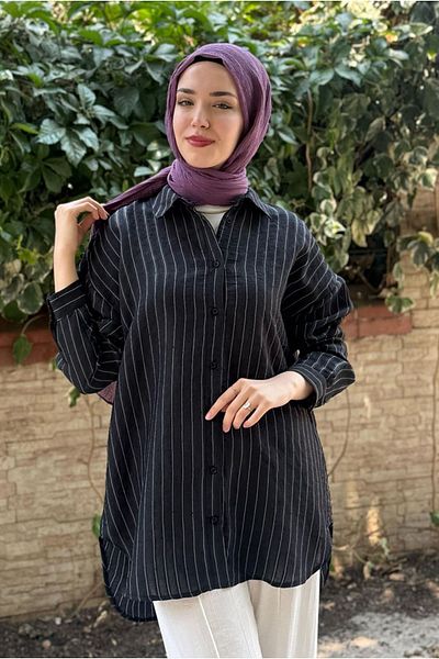 Moda Rosa 25Y7038 - Black - Stone Striped Ephine Shirt